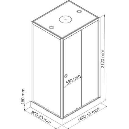 Cabine de douche accès de face 80x140cm avec toit Fact'Ory ELMER
