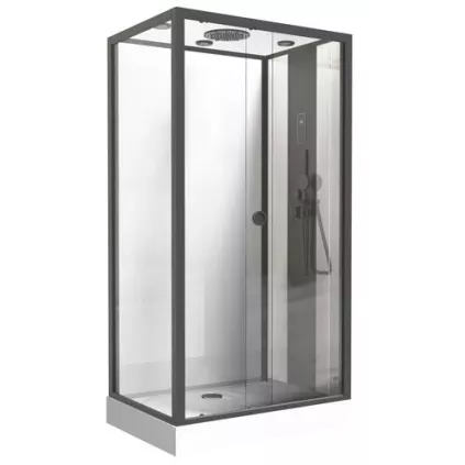 Cabine de douche accès de face 80x120cm - haut parleur ELMER
