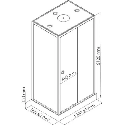 Cabine de douche accès de face 80x120cm - haut parleur ELMER