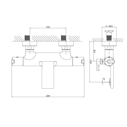 Mitigeur Bain-Douche Thermostatique Hanaé Noir Mat