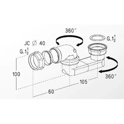 Siphon de baignoire orientable 360 °auto-nettoyant NICOLL