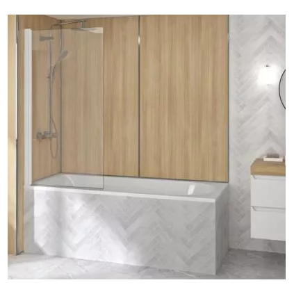 Pare bain pivotant SAMOA 75x140 cm Profil Blanc Verre tansparent