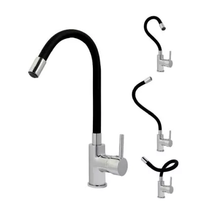 Mitigeur évier bec modulable KOME Chromé Noir