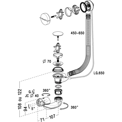 Vidange baignoire EASY BAIN WAVE EB07