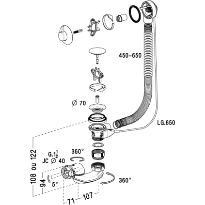 Vidange de baignoire EASYBAIN EB08 Stick volant Design