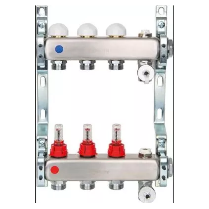 Ensemble collecteur Plancher Chauffant à Débimètre Inox ECO