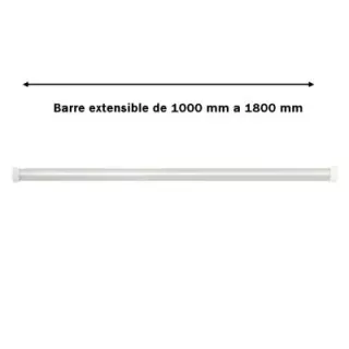Barre de Rideau douche Blanche Extensible 1000 à 1800 mm