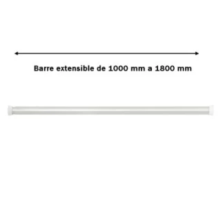 Barre de Rideau douche Blanche Extensible 1000 à 1800 mm