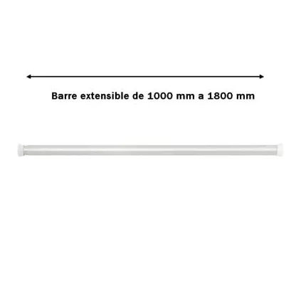 Barre de Rideau douche Blanche Extensible 100 - 180 cm D28 mm