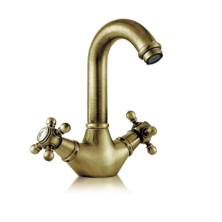 Mélangeur Lavabo Bec fondu 1866 Classic laiton Vieilli GROBER GRB 211