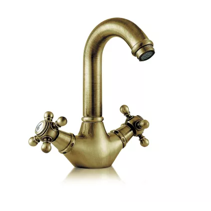 Mélangeur Lavabo Bec fondu 1866 Classic laiton Vieilli GROBER GRB 211199