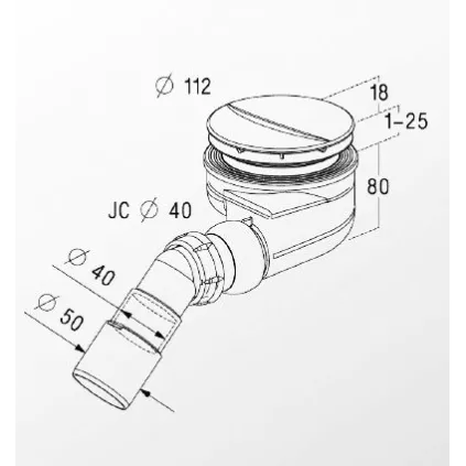 Bonde de douche grand débit D 90 TURBOFLOW TB90