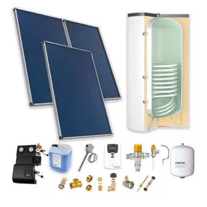 Kit Complet Chauffe eau Solaire 300 L pose sur Tuile 3 Panneaux