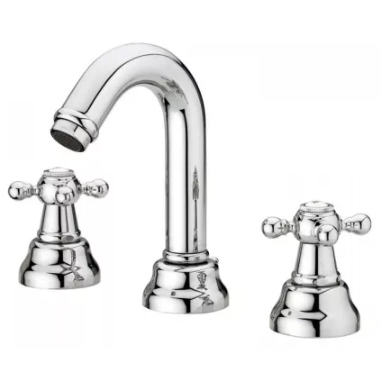 Mélangeur Lavabo 3 Trous Bec court 1866 Rétro Chrome GROBER GRB 226190