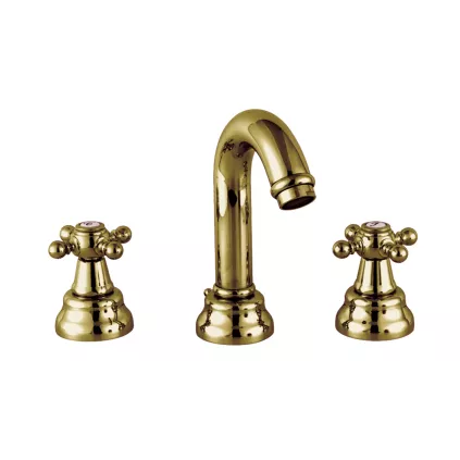 Mélangeur Lavabo 3 Trous Bec court 1866 Rétro Laiton GROBER GRB