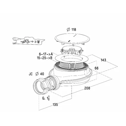 Bonde receveur TURBOFLOW-TBXS Ø90 avec technologie MAGNETECH