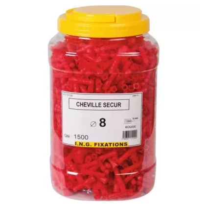 Sceau de 1500 Cheville Nylon SECUR D 8 mm ING FIXATION
