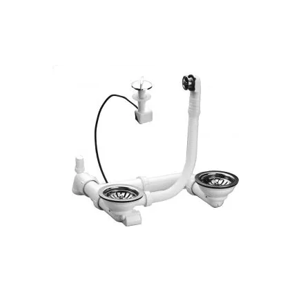 Bonde à panier automatique 2 cuves D114 Bouton Rotatif 1 Bac NICOLL -