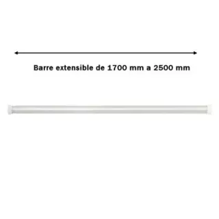 Barre de Rideau douche Blanche Extensible 1700 à 2500 mm