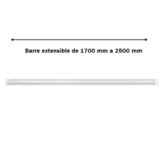 Barre de Rideau douche Blanche Extensible 1700 à 2500 mm