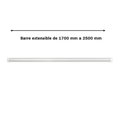 Barre de Rideau douche Blanche Extensible 170 - 250 cm D28 mm