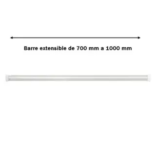 Barre de Rideau douche Blanche Extensible 70 - 100 cm D28 mm