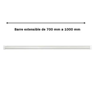 Barre de Rideau douche Blanche Extensible 70 - 100 cm D28 mm