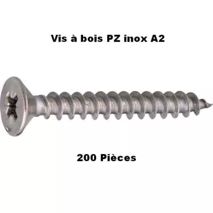 Vis inox Bois Tête fraisé PZ Boite de 200 pièces