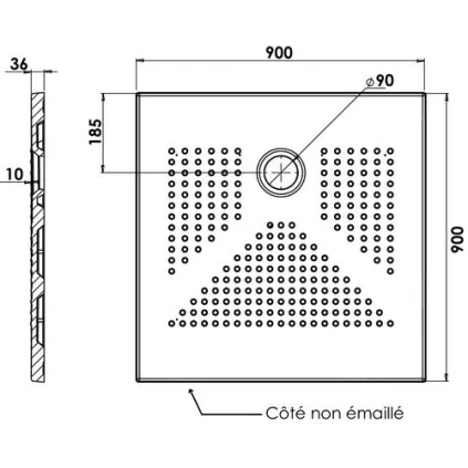 Receveur de douche céramique ultra plat 90x90x3.5 cm