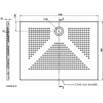 Receveur de douche céramique ultra plat 90x120x3.5 cm