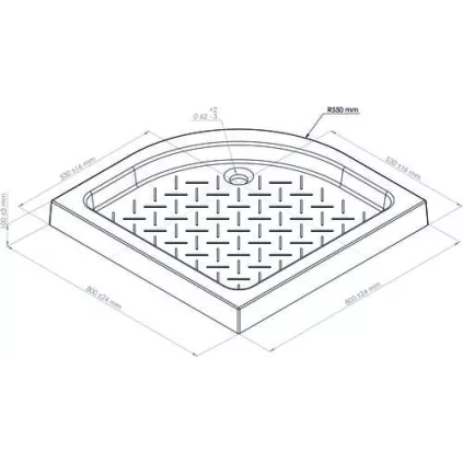 Receveur de douche céramique 1/4 de Rond 80x80x9cm