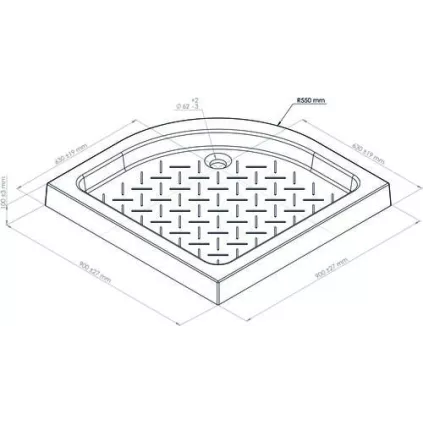 Receveur de douche céramique 1/4 de Rond 90x90x9cm