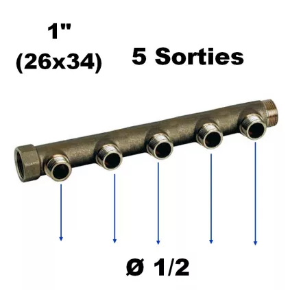 Collecteur Sanitaire 1 MF 5 Sorties 1/2M SOMATHERM 2745-05-26