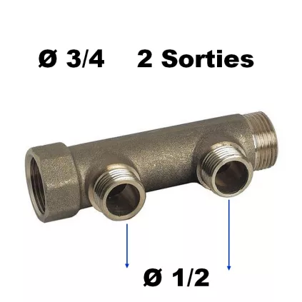 Collecteur Sanitaire 3/4 MF 2 Sorties 1/2M SOMATHERM eco-bricolage.com