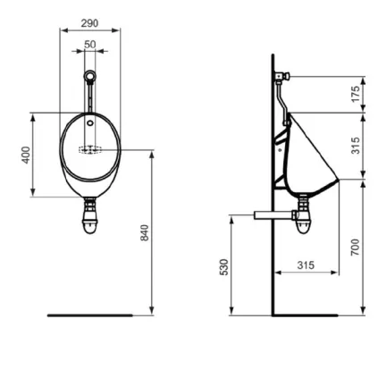 Pack urinoir Applique IDEAL STANDARD Sans bonde