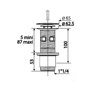 Bonde Lavabo DIGICLIC ABS Noir recoupable