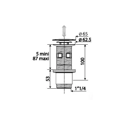 Bonde Lavabo DIGICLIC Noir ABS Avec Trop plein