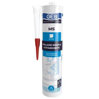 GEB MS Cartouche Mastic à Prise Rapide Blanc GEB