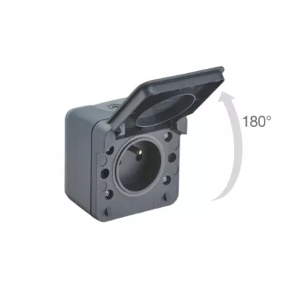 Prise de courant Cyclone 2P+T 16 A Anthracite