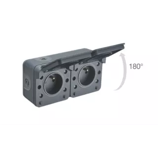 Prise de courant Double Cyclone 2P+T 16 A Anthracite