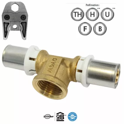 Té laiton multicouche à sertir Femelle au centre