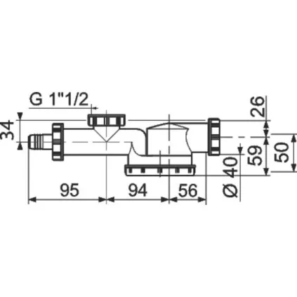 Siphon d'évier avec prise M.A.L. - 1"1/2 - Ø 40 mm extra plat