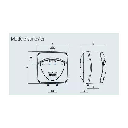 Chauffe eau ANDRIS LUX ECO 15 PRO EU Sur EVIER