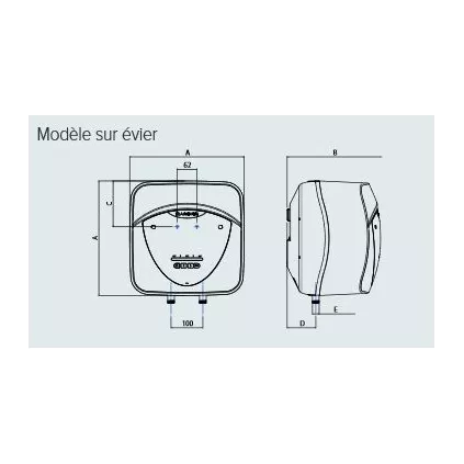Chauffe eau ANDRIS LUX ECO 30 PRO EU Sur EVIER