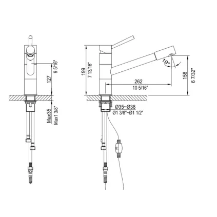 Mitgeur Evier avec Douchette Extractable Granité Noir