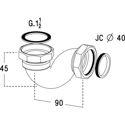 Siphon de bagnoire laiton fondu Forme P NICOLL