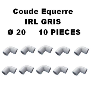 SACHET DE 10 COUDES EQUERRES IRL D20MM GRIS