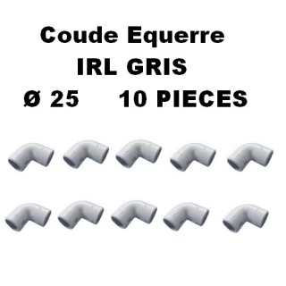 SACHET DE 10 COUDES EQUERRES IRL D25MM GRIS DEBFLEX