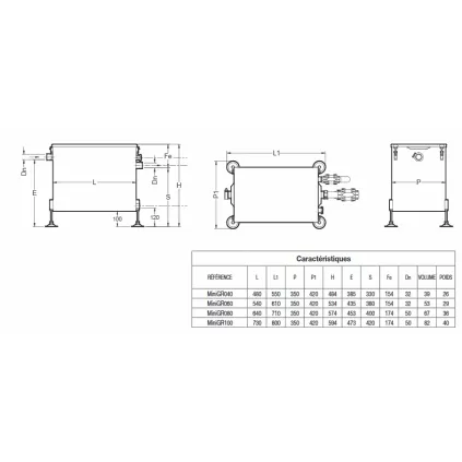 Bac à Graisses MINIGR 080 Inox pour plonge