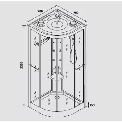 Cabine de Douche ALICE 1/4 de Rond 90x90